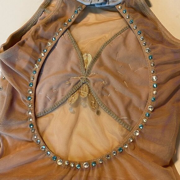Patrick J designs dance costume silver gray embellished rhinestoned leotard CM - Picture 13 of 14